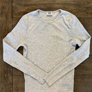 Cotton On Gray Long Sleeve Fitted Ribbed Tee